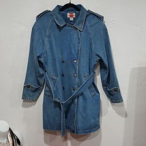 Vintage 90s Denim Trench Coat Best United Garment